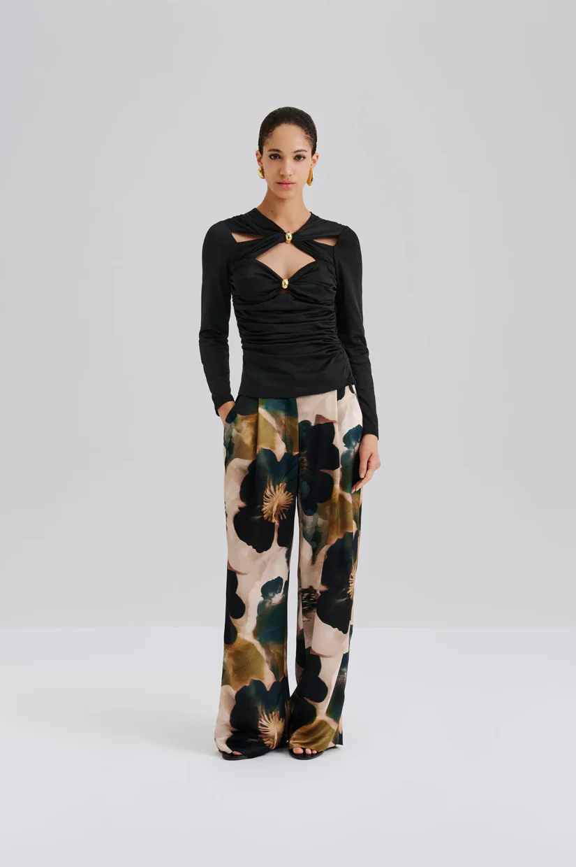 Malina Amela Embellished Long Sleeve Jersey Top - Black - Image 4