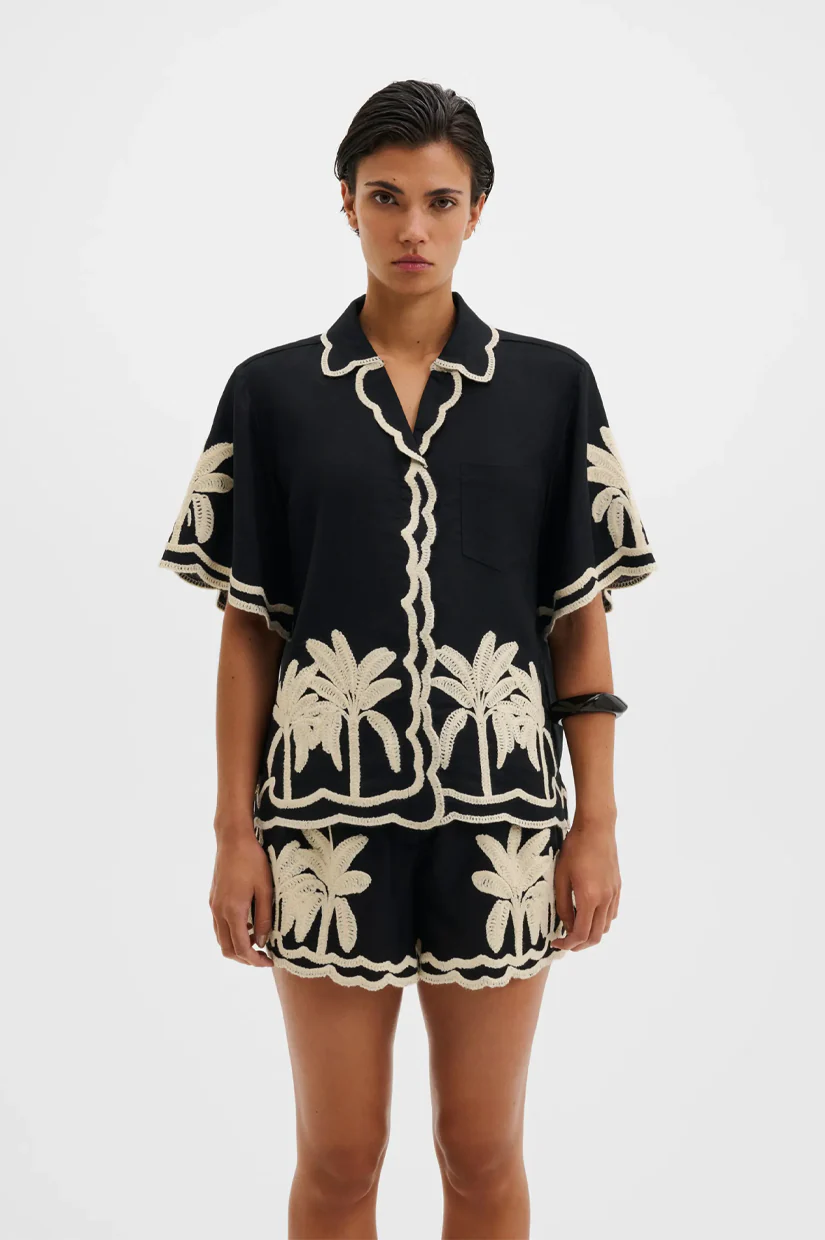 Malina Armida Embroidered Shirt - Black