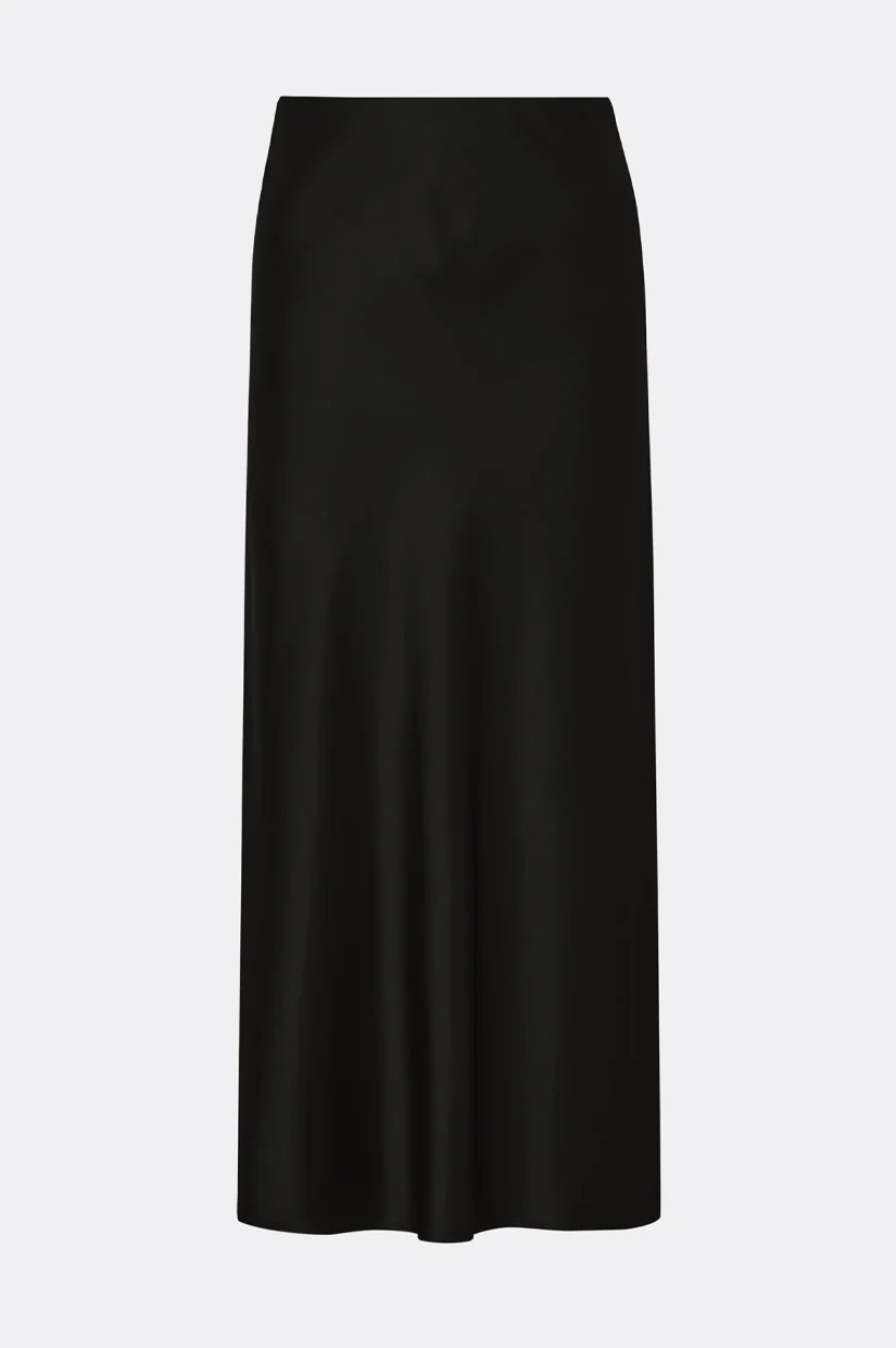 Malina Aubree Satin Midi Skirt - Black - Image 4
