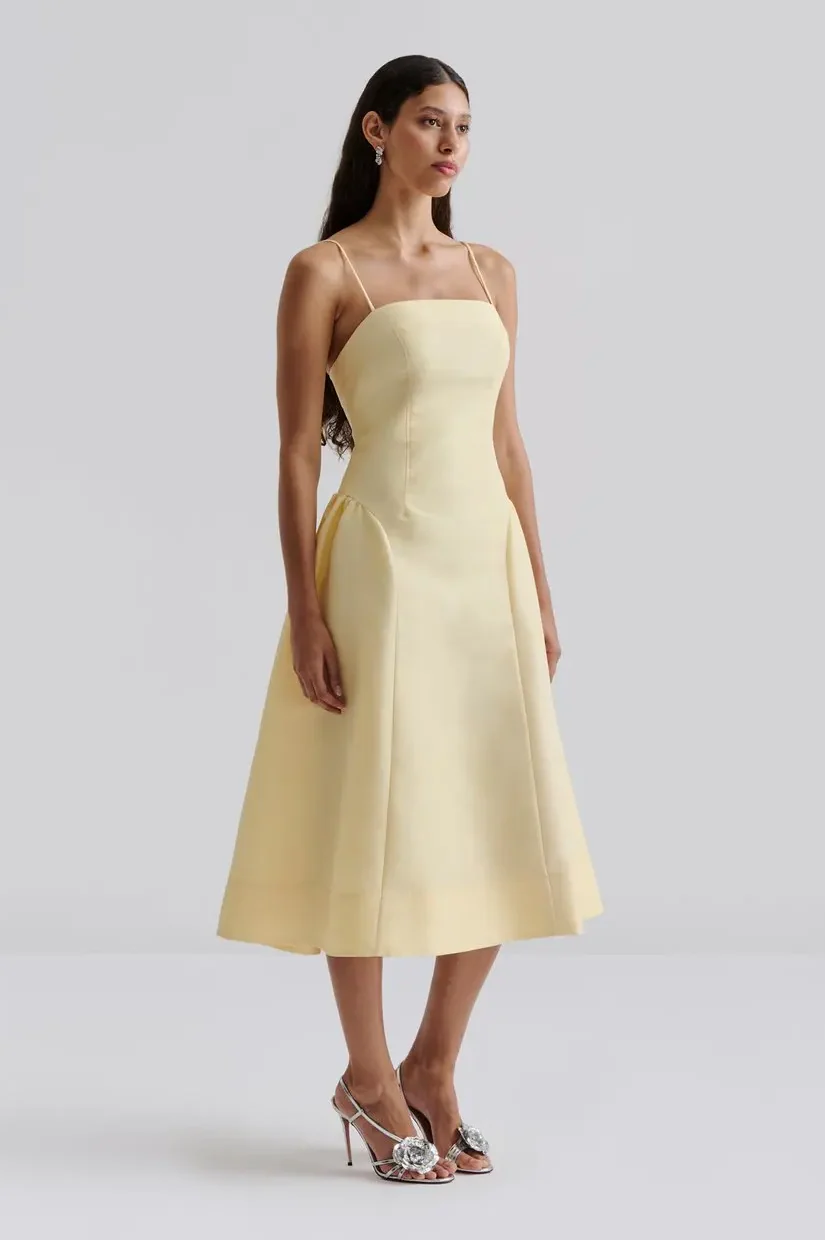 Malina Calista Midi Dress - Lemon