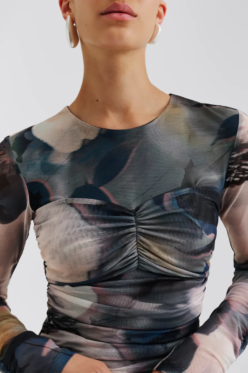 Malina Elionora Sheer Jersey Top - Dusty Poppy - Image 2