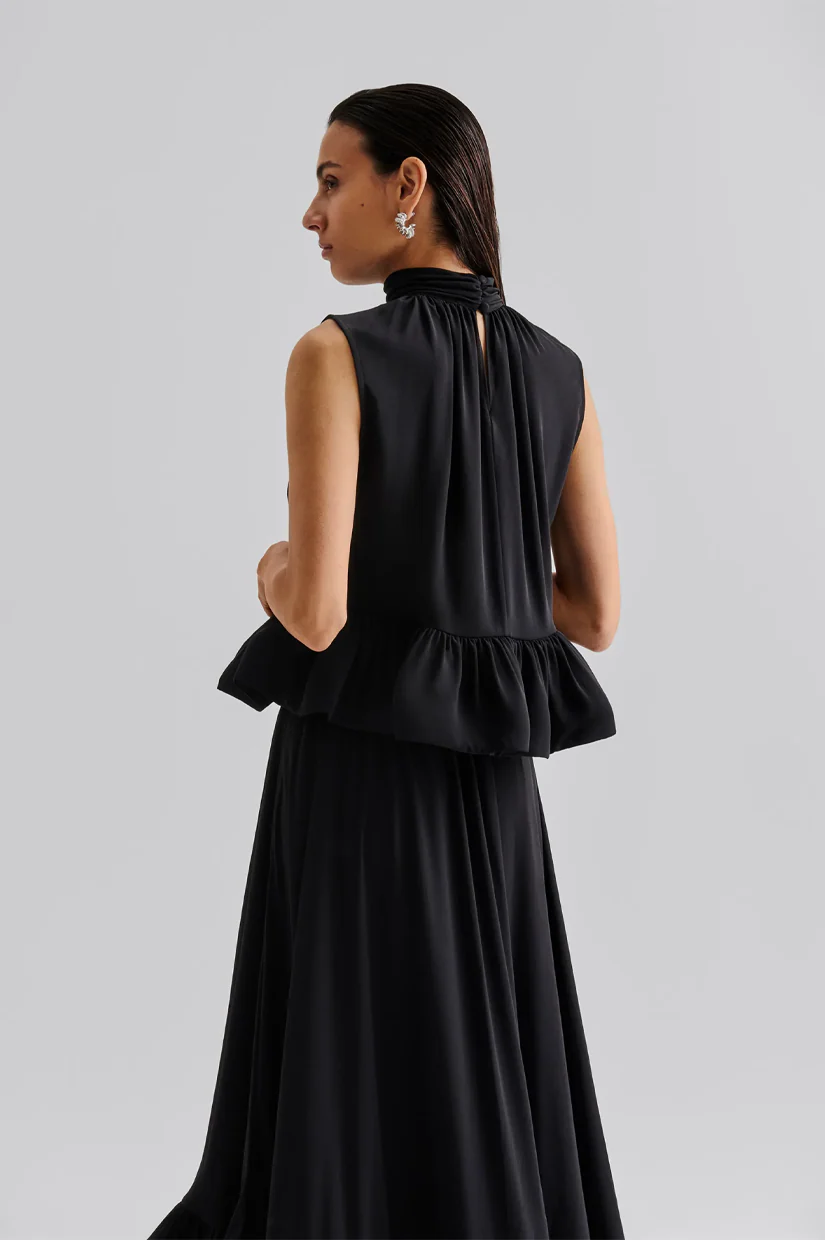 Malina Lune Highneck Peplum Blouse - Black - Image 3
