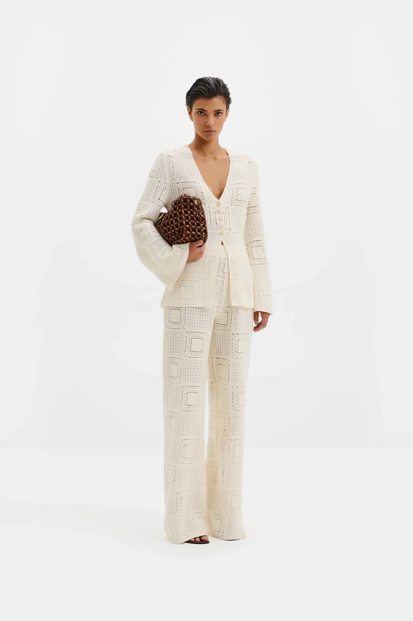 Malina Mirella Fitted Crochet Cardigan - Vanilla - Image 2
