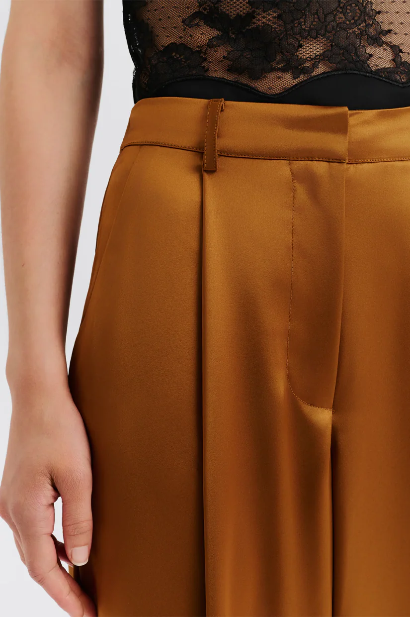 Malina Sarah Elastic Waist Satin Pants - Amber - Image 4
