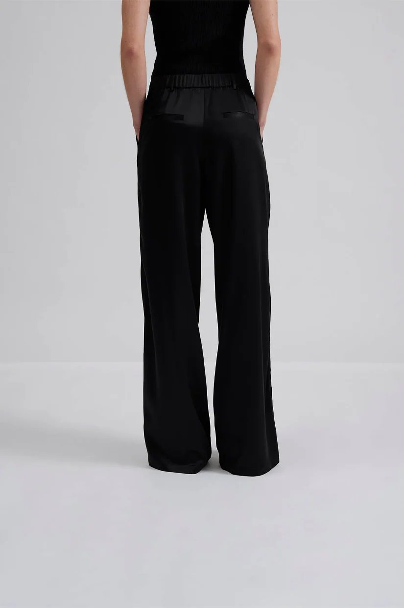 Malina Sarah Elastic Waist Satin Pants - Black - Image 3