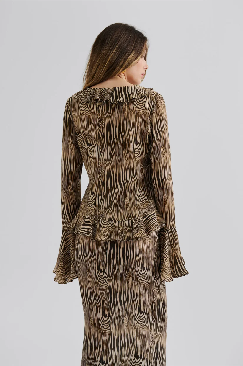 Malina Suzie Sheer Frill Blouse - Moire - Image 3