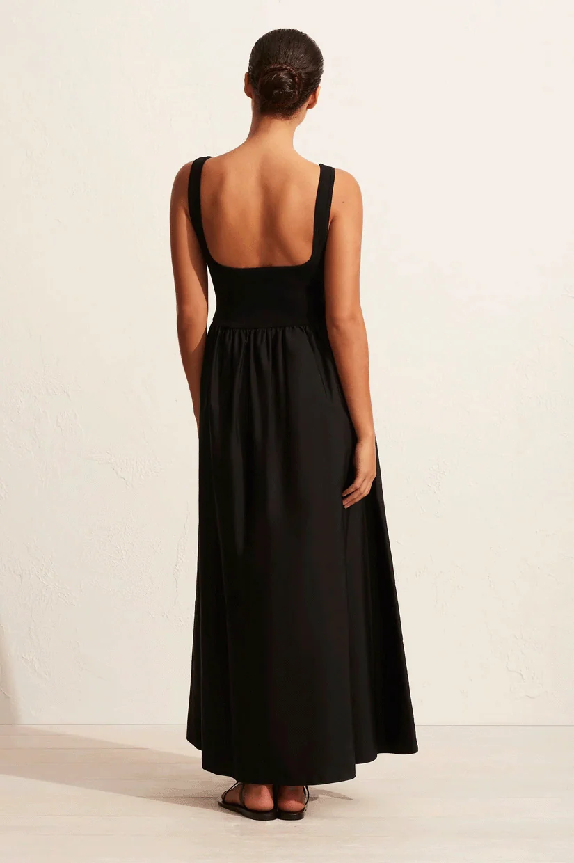 Matteau Knit And Cotton Dress - Black - Image 3