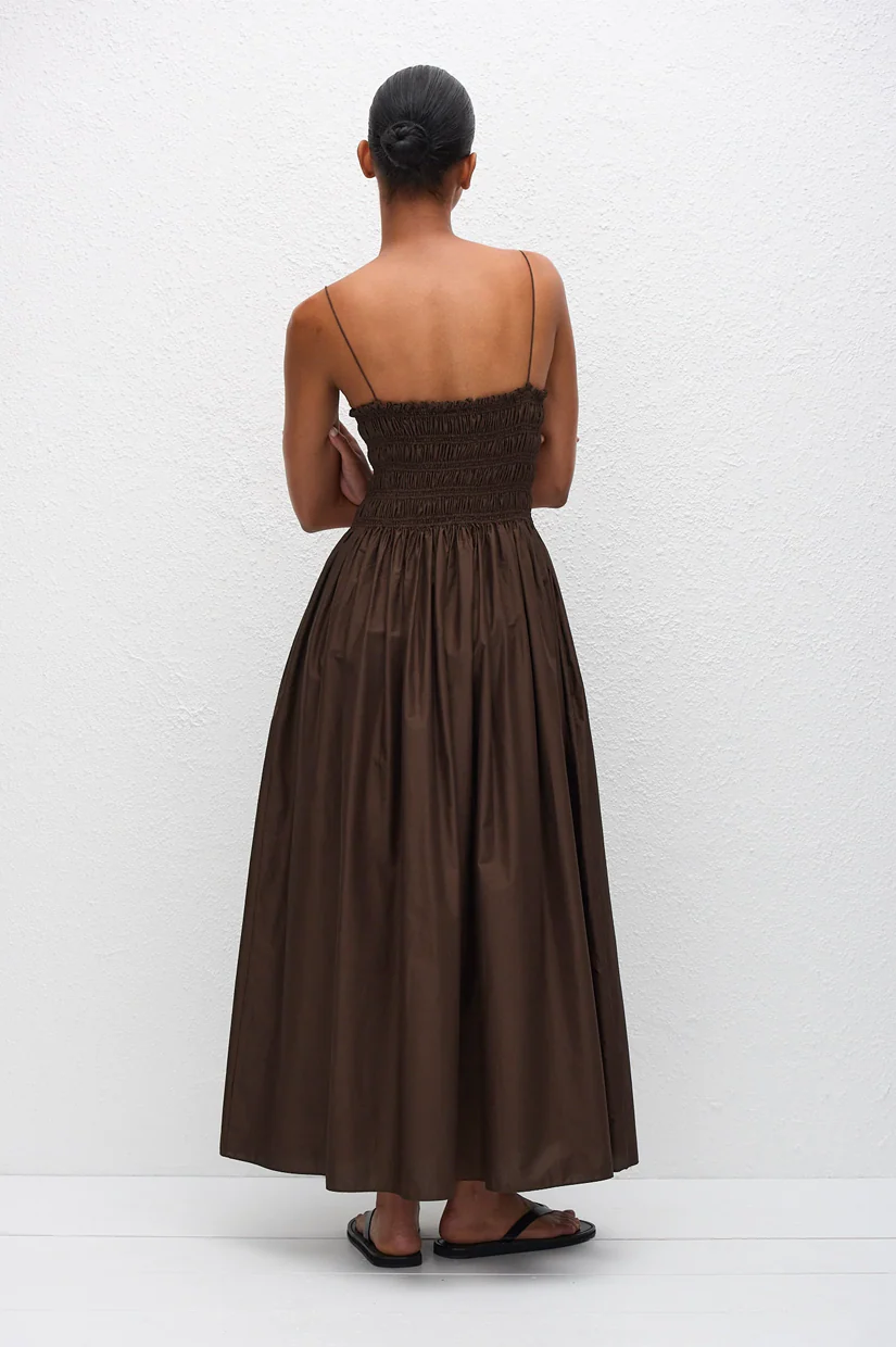 Matteau Shirred Bodice Dress - Chocolate - Image 4
