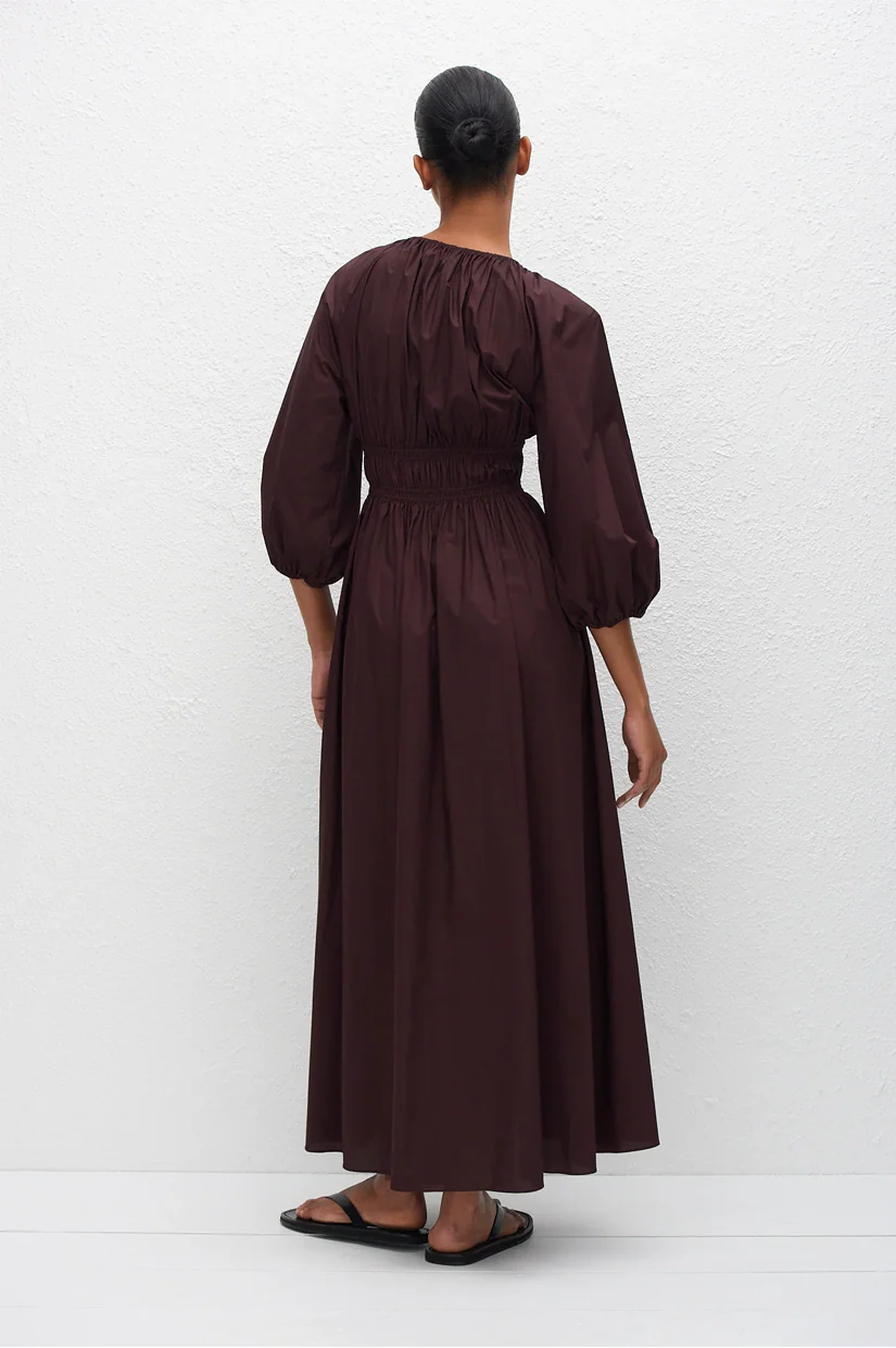 Matteau Shirred Plunge Button Dress - Aubergine - Image 4