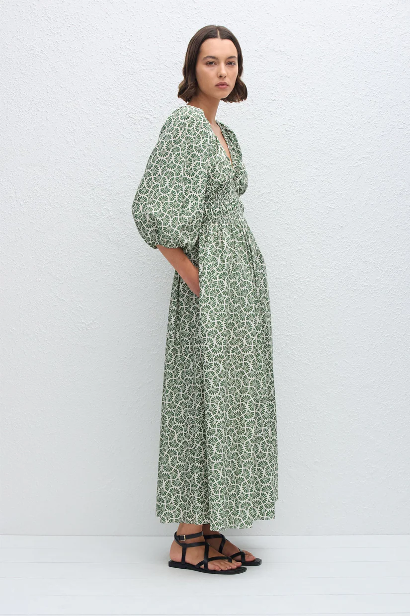 Matteau Shirred Plunge Button Dress - Vetiver - Image 2
