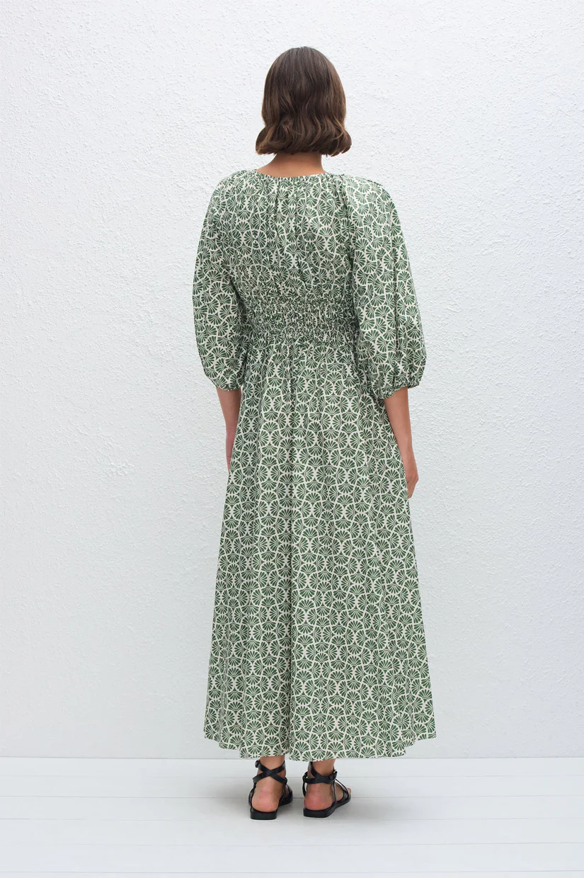 Matteau Shirred Plunge Button Dress - Vetiver - Image 4