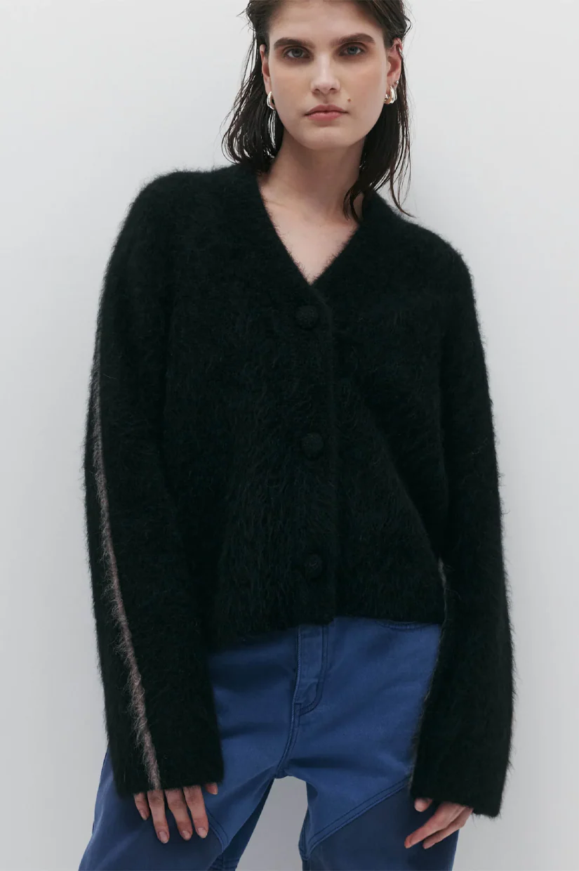 Nagnata Brushed Alpaca Cardigan - Black