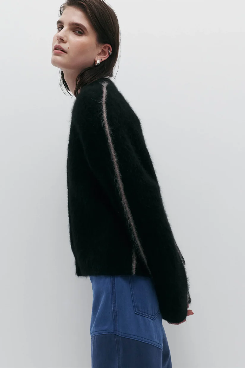 Nagnata Brushed Alpaca Cardigan - Black - Image 2