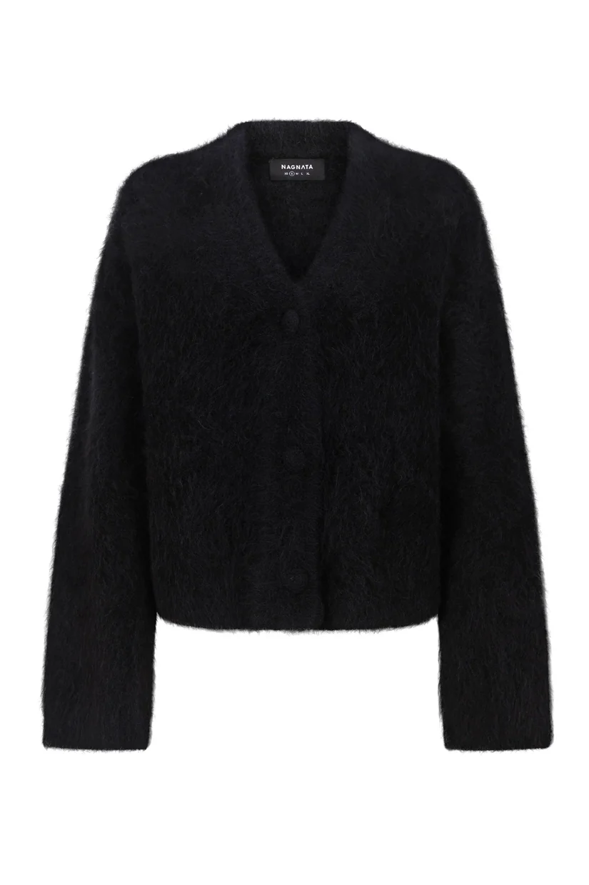 Nagnata Brushed Alpaca Cardigan - Black - Image 4