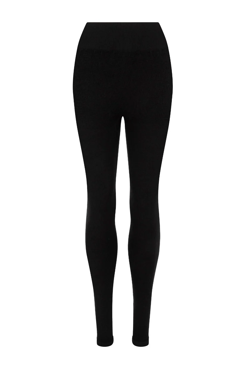 Nagnata Classic Wool Rib Legging - Black - Image 2