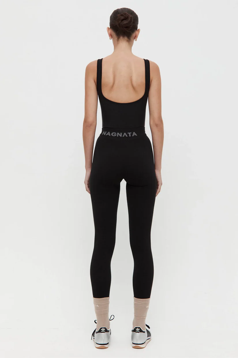 Nagnata Classic Wool Rib Legging - Black - Image 3
