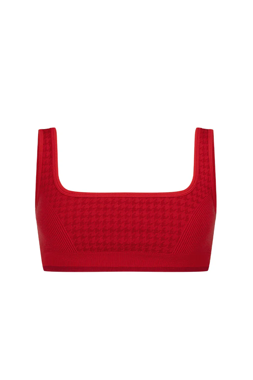 Nagnata Houndstooth Wool Bralet - Crimson - Image 2