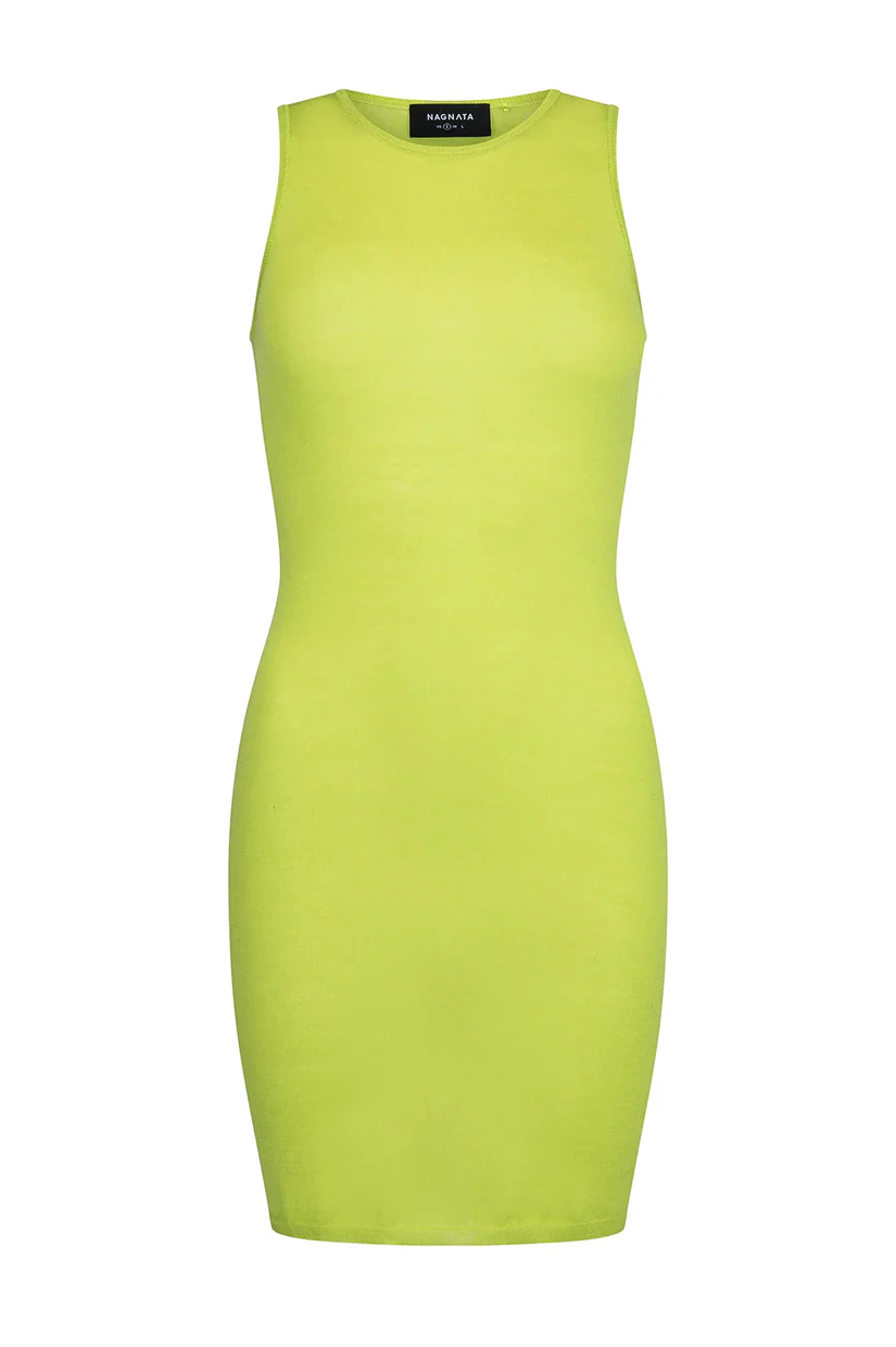 Nagnata Sheer Essentials Slip Dress - Lime - Image 3