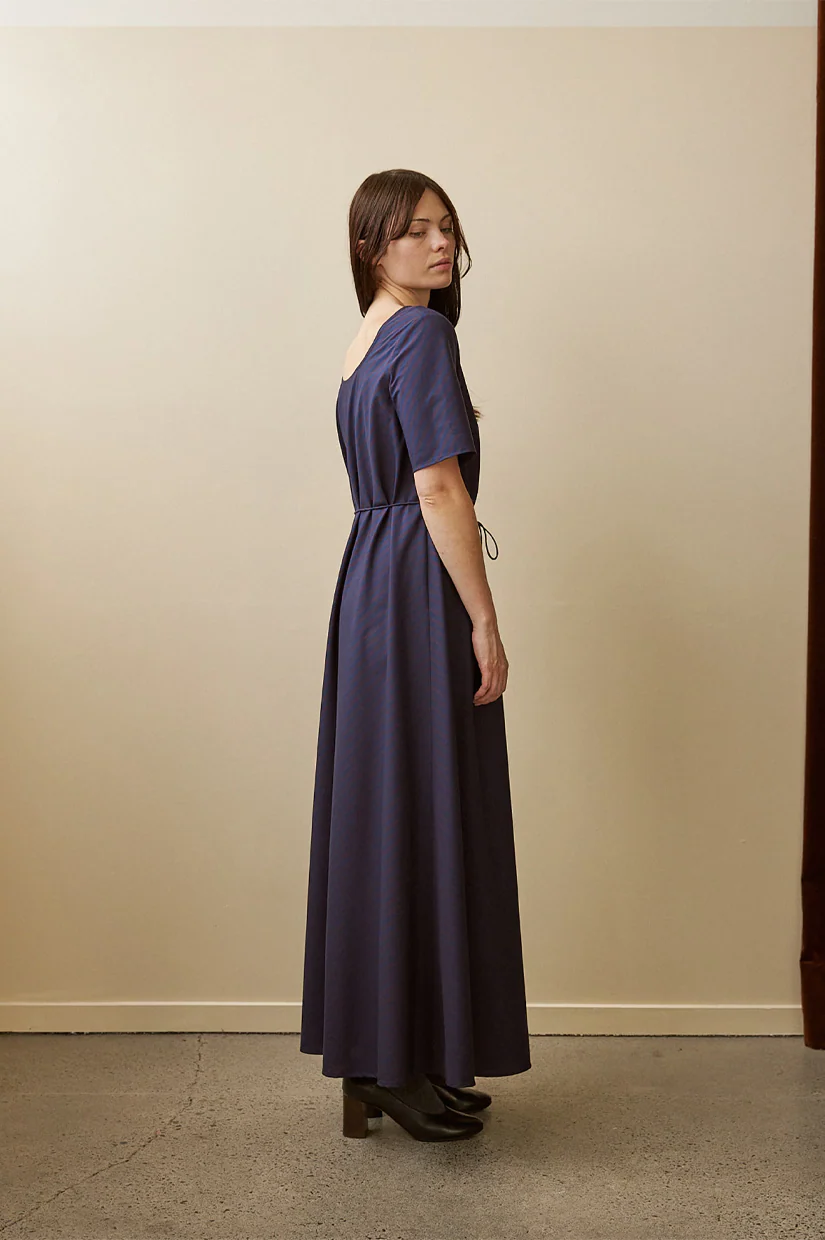 Penny Sage Tempo Dress - Oxford Plum Stripe - Image 3