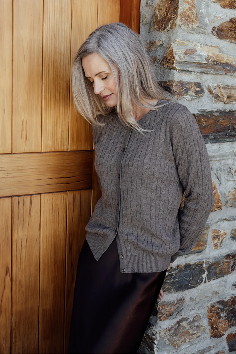 Perriam Cable Cardigan - Cinnamon - Image 3