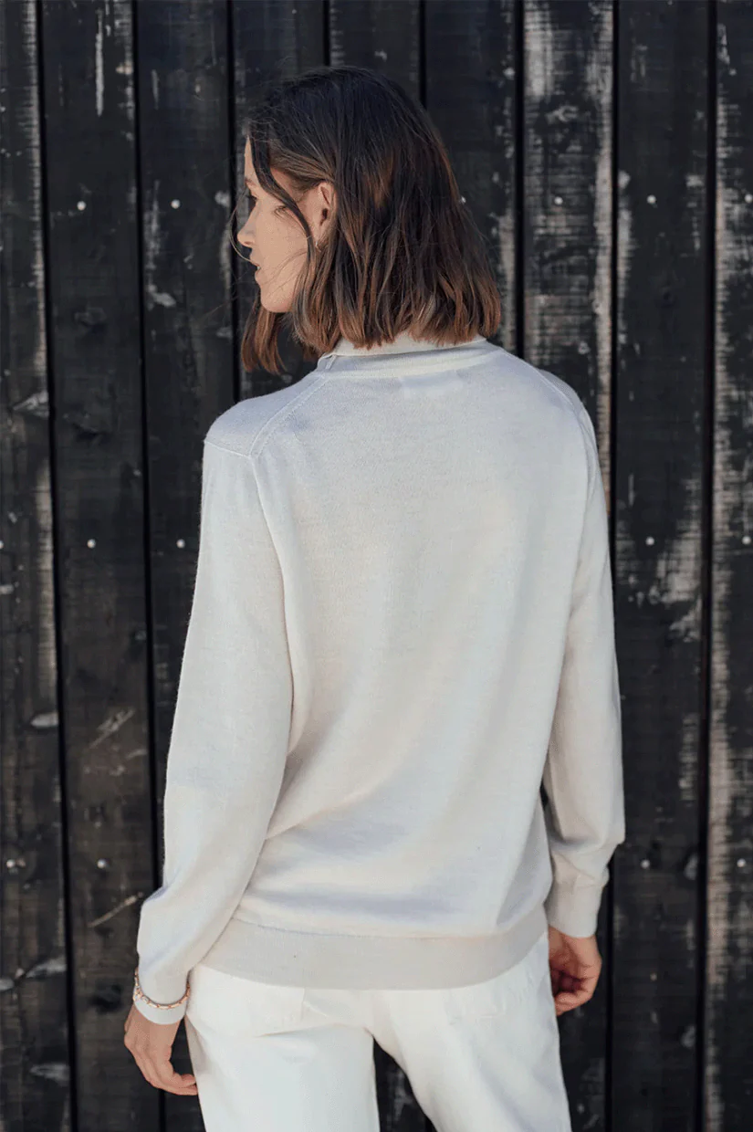 Perriam Classic Merino Polo - Milk - Image 3