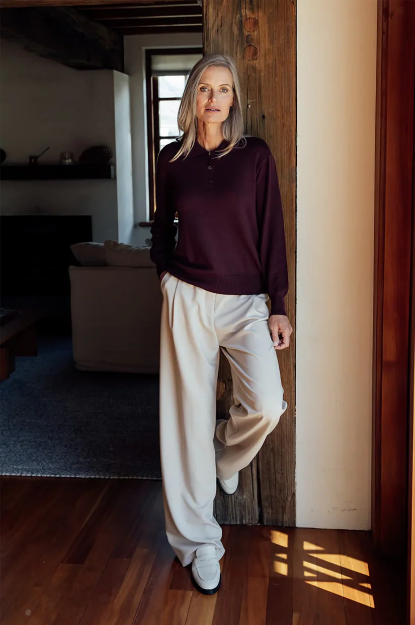 Perriam Classic Merino Collared Polo - Pinot Noir - Image 3