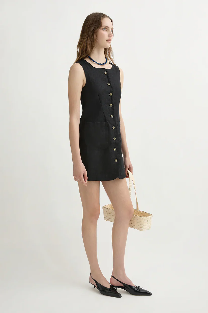 Posse Emma Button Down Mini Dress - Black - Image 3