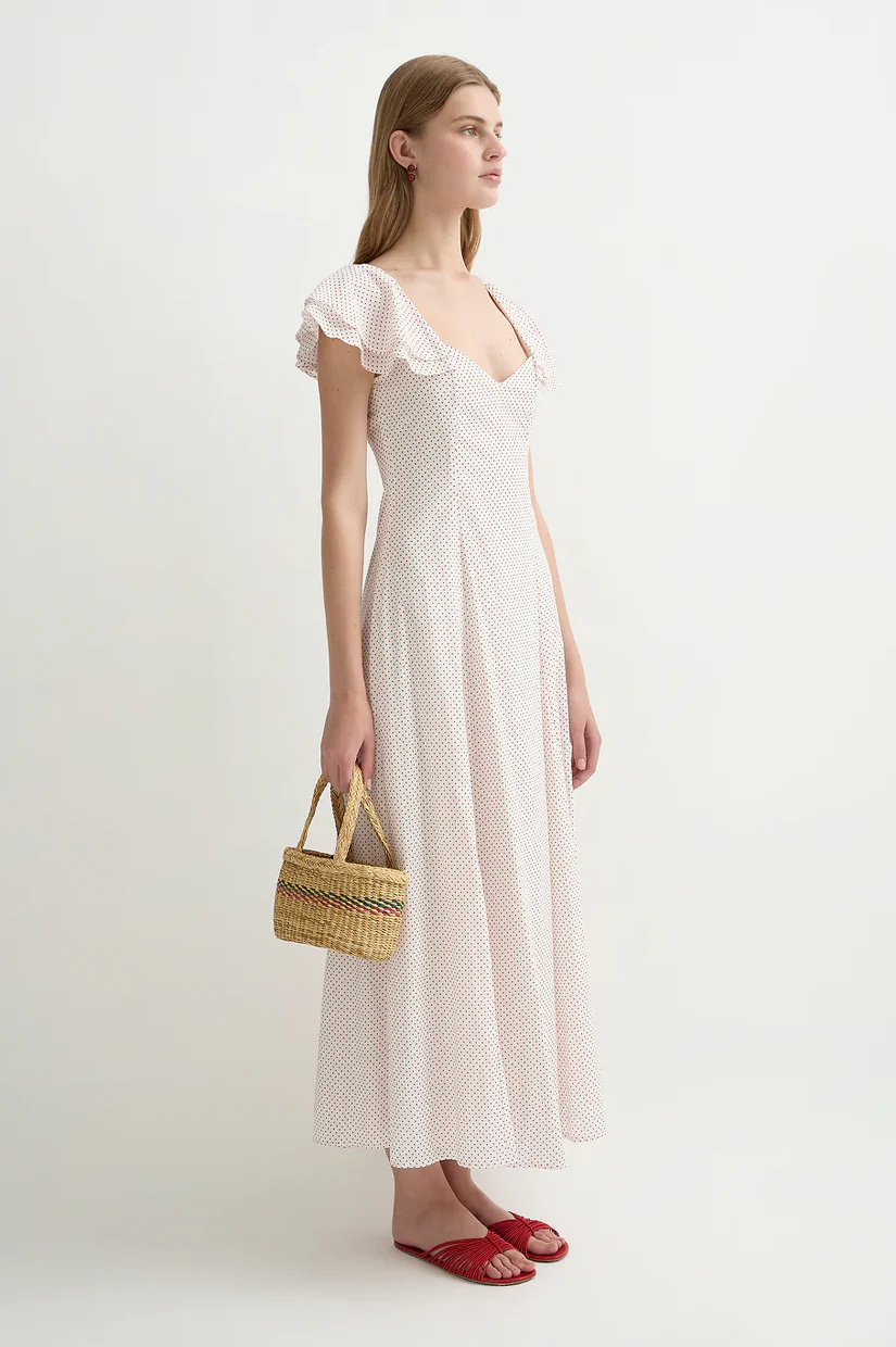 Posse Marlow Fluttered Dress - Cream/Red - Image 3