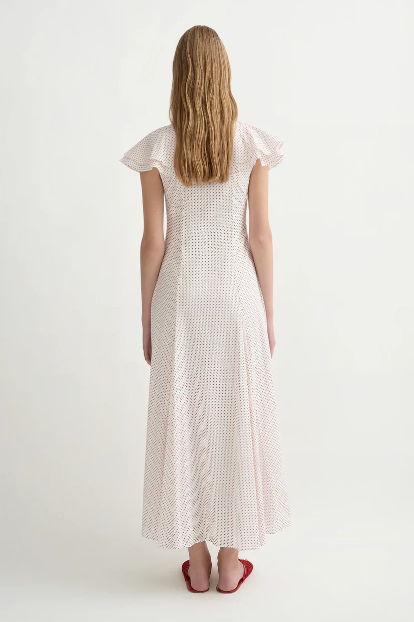 Posse Marlow Fluttered Dress - Cream/Red - Image 4