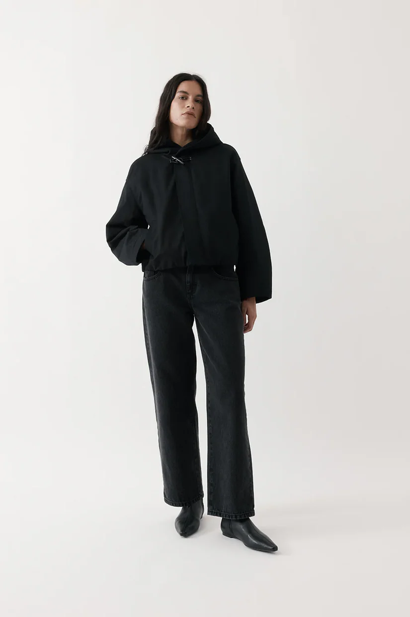 Rebe Cropped Cotton-Drill Jacket - Black - Image 2