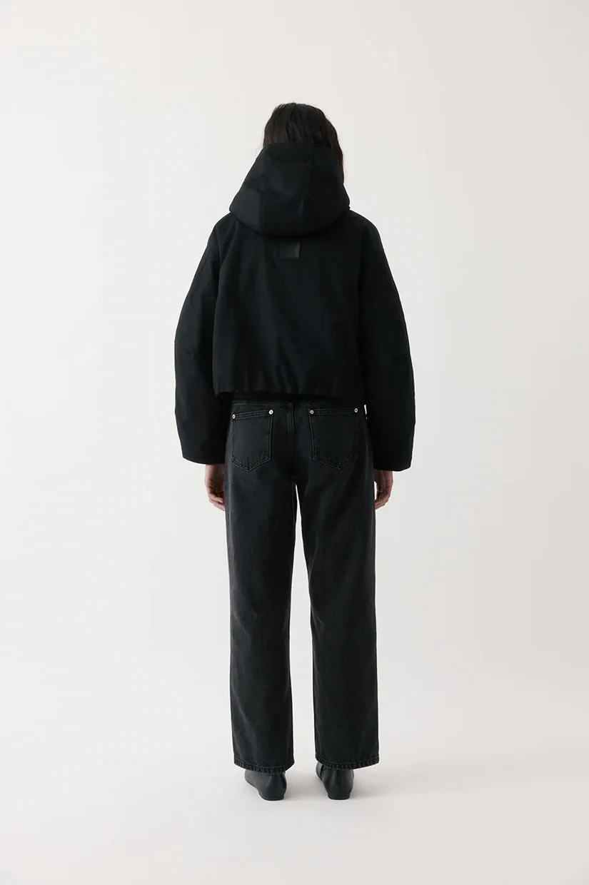 Rebe Cropped Cotton-Drill Jacket - Black - Image 3