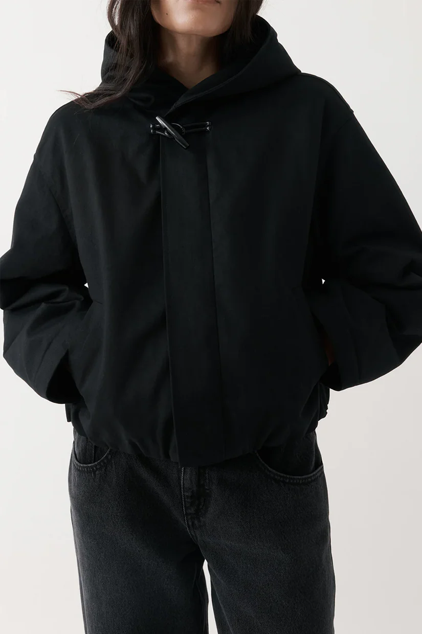 Rebe Cropped Cotton-Drill Jacket - Black - Image 4