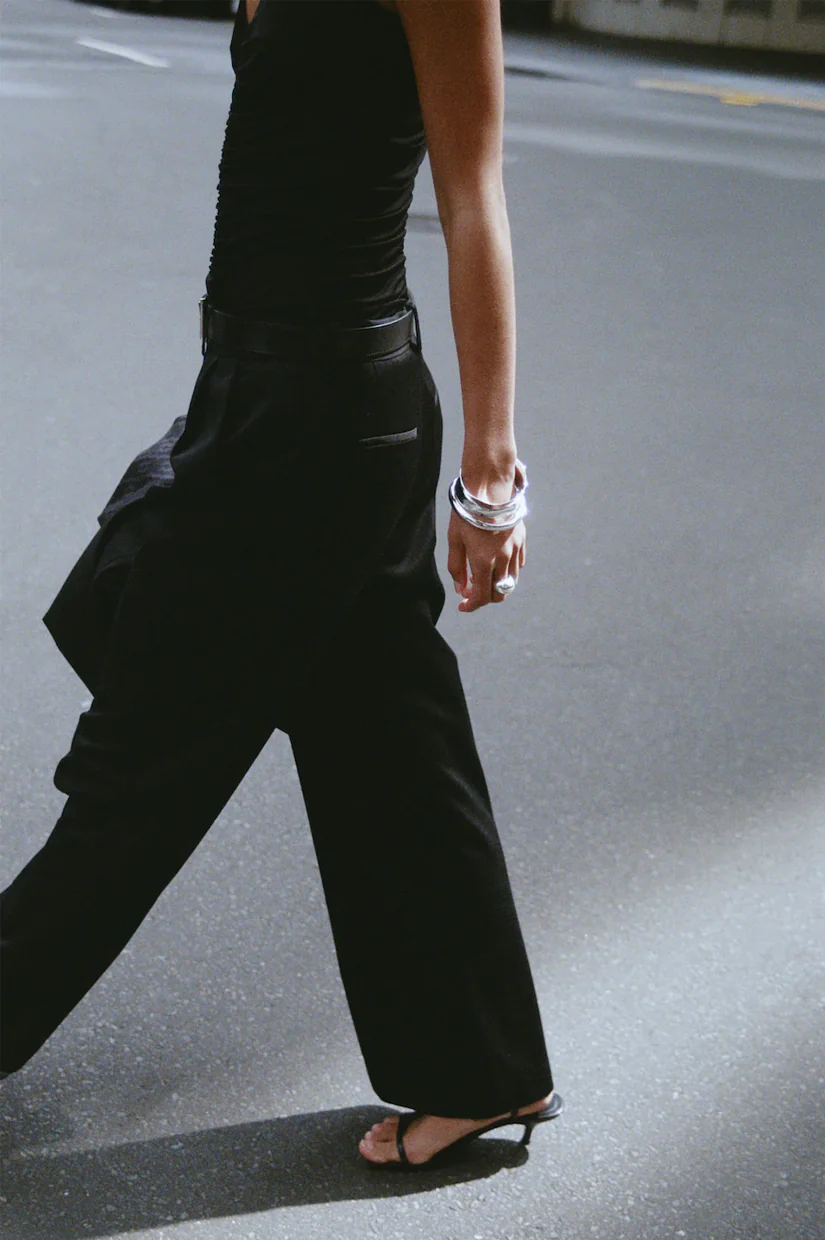 Rebe Double Pleated Trouser - Black - Image 3