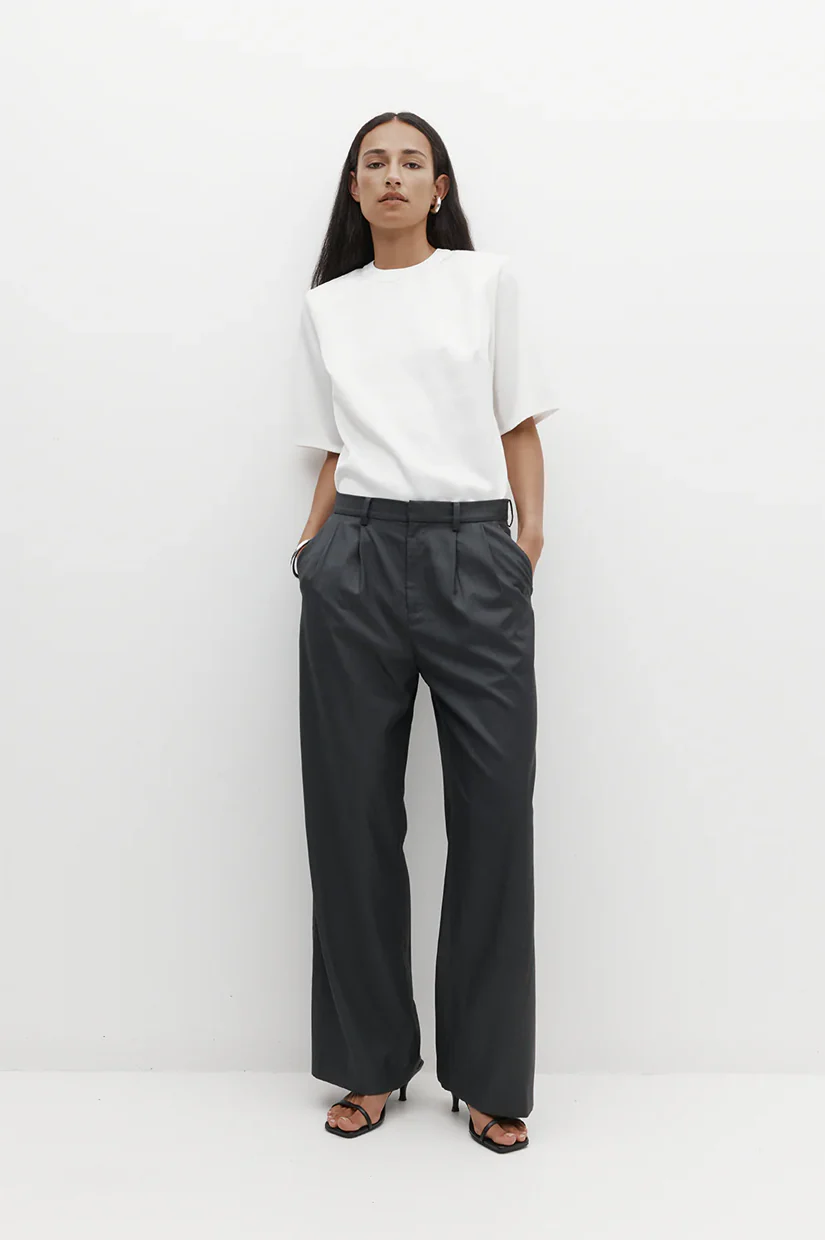 Rebe Double Pleated Trouser - Charcoal