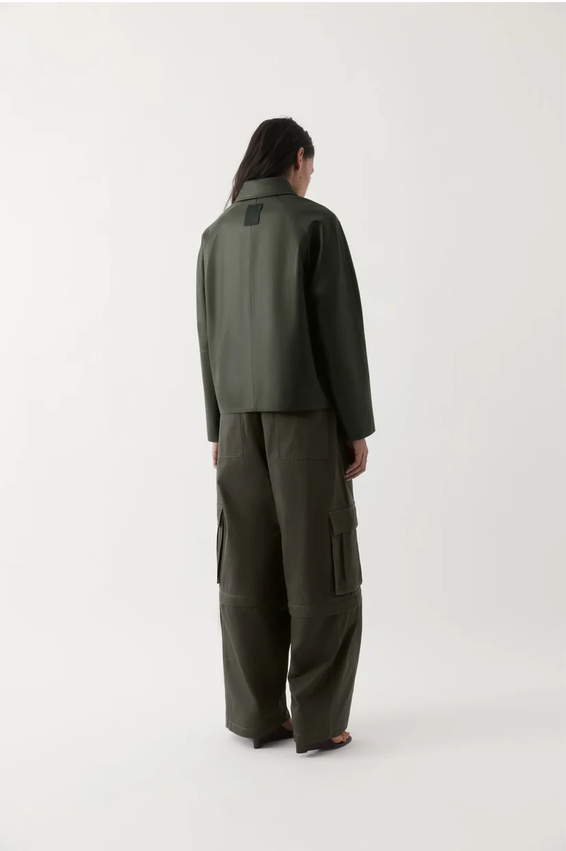 Rebe Mo Leather Jacket - Dark Olive - Image 3