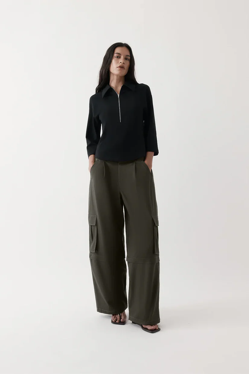 Rebe Zip-Front Top - Black - Image 2