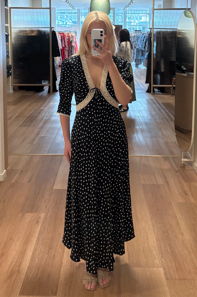 Rixo Amina Dress - Layla Dot Navy