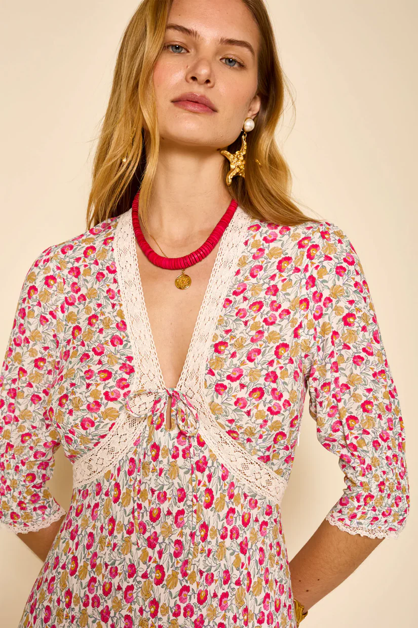 Rixo Amina Dress - Shell Pansy Ivory - Image 2