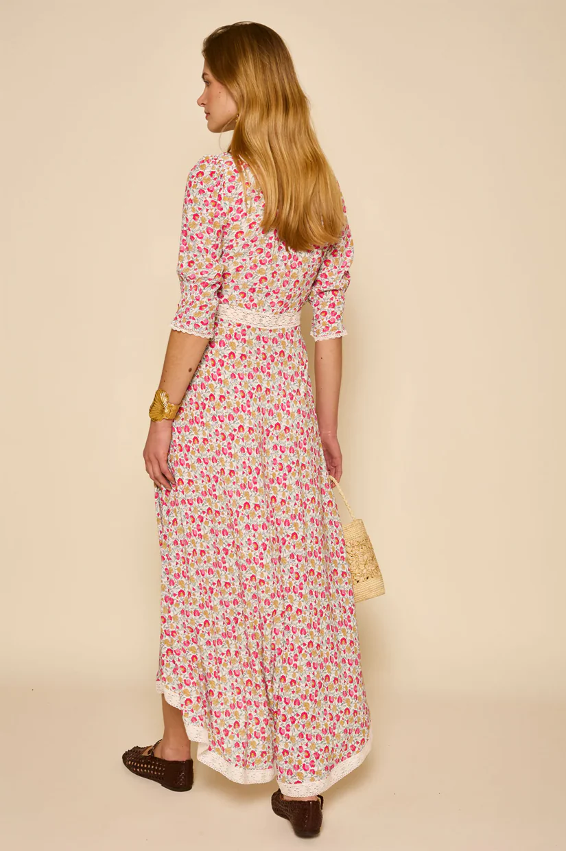 Rixo Amina Dress - Shell Pansy Ivory - Image 3