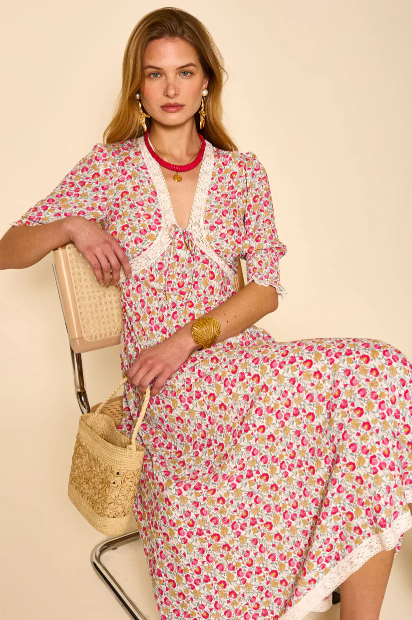 Rixo Amina Dress - Shell Pansy Ivory - Image 4