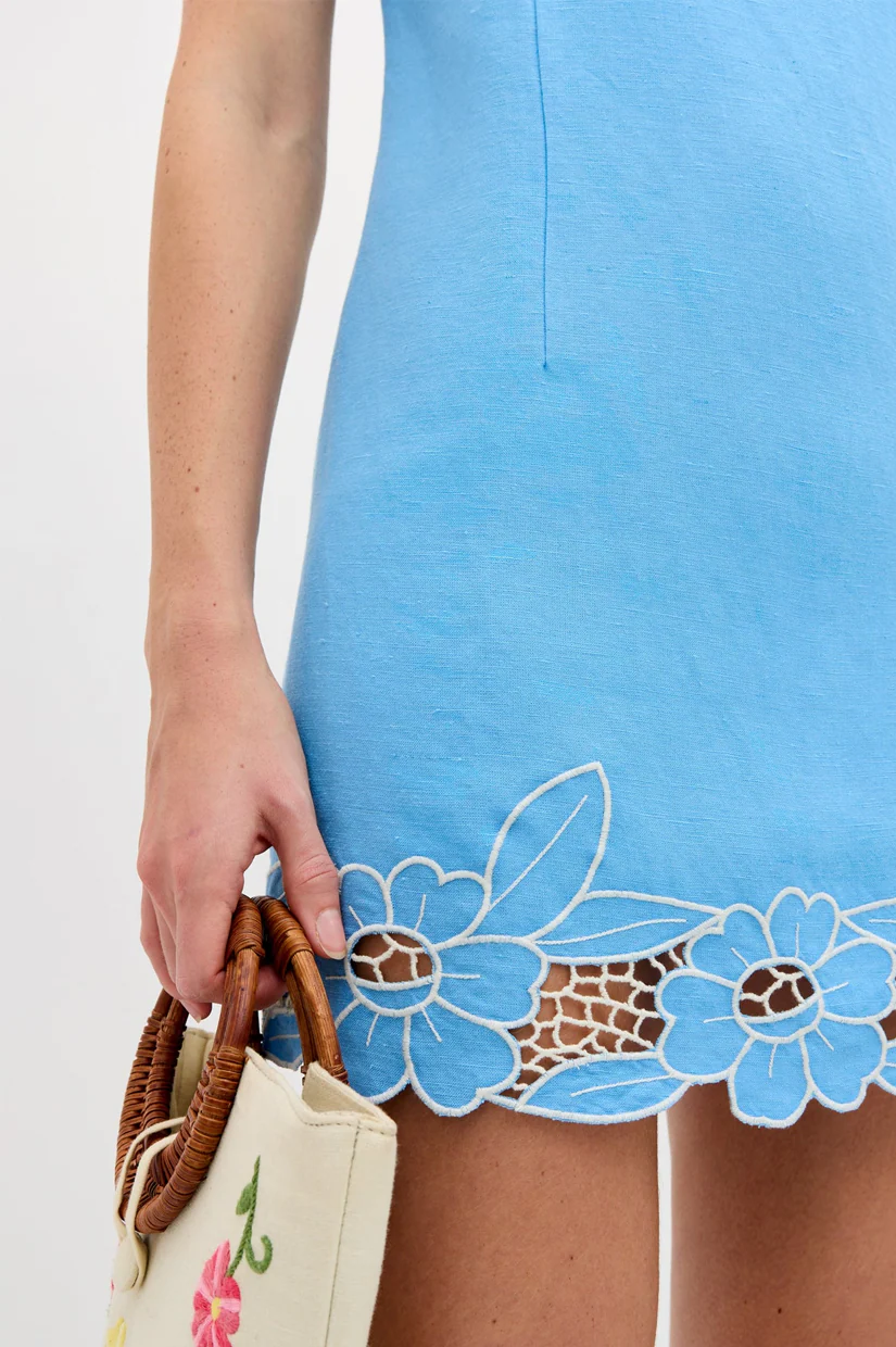 Rixo Bingley Dress - Daisy Cutwork Embroidery Blue - Image 3