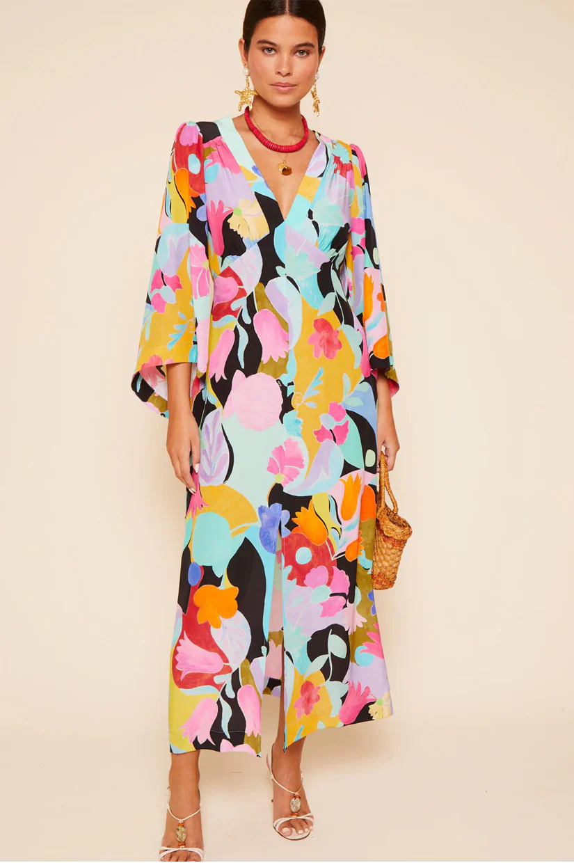 Rixo Dahlia Dress - Abstract Tulip Print