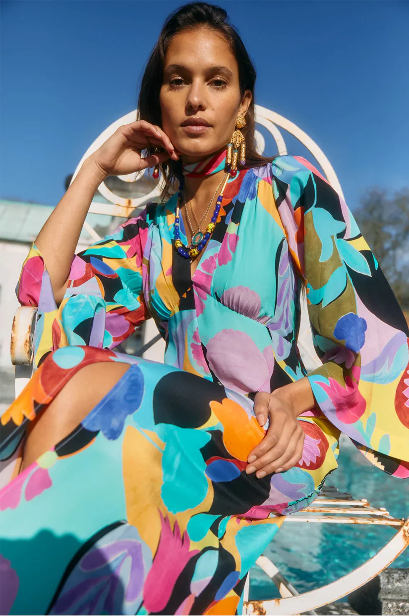 Rixo Dahlia Dress - Abstract Tulip Print - Image 4