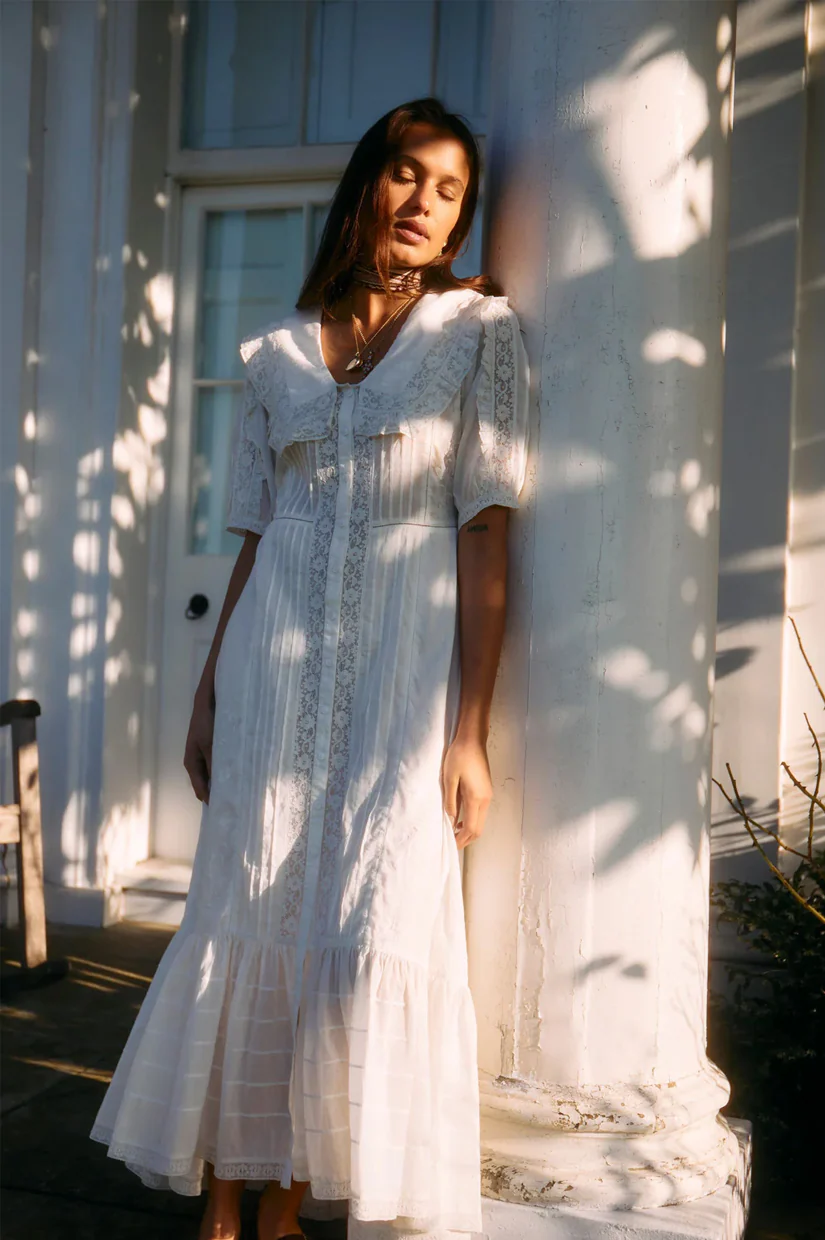Rixo Edina Dress - Pansy Embroidery White - Image 4