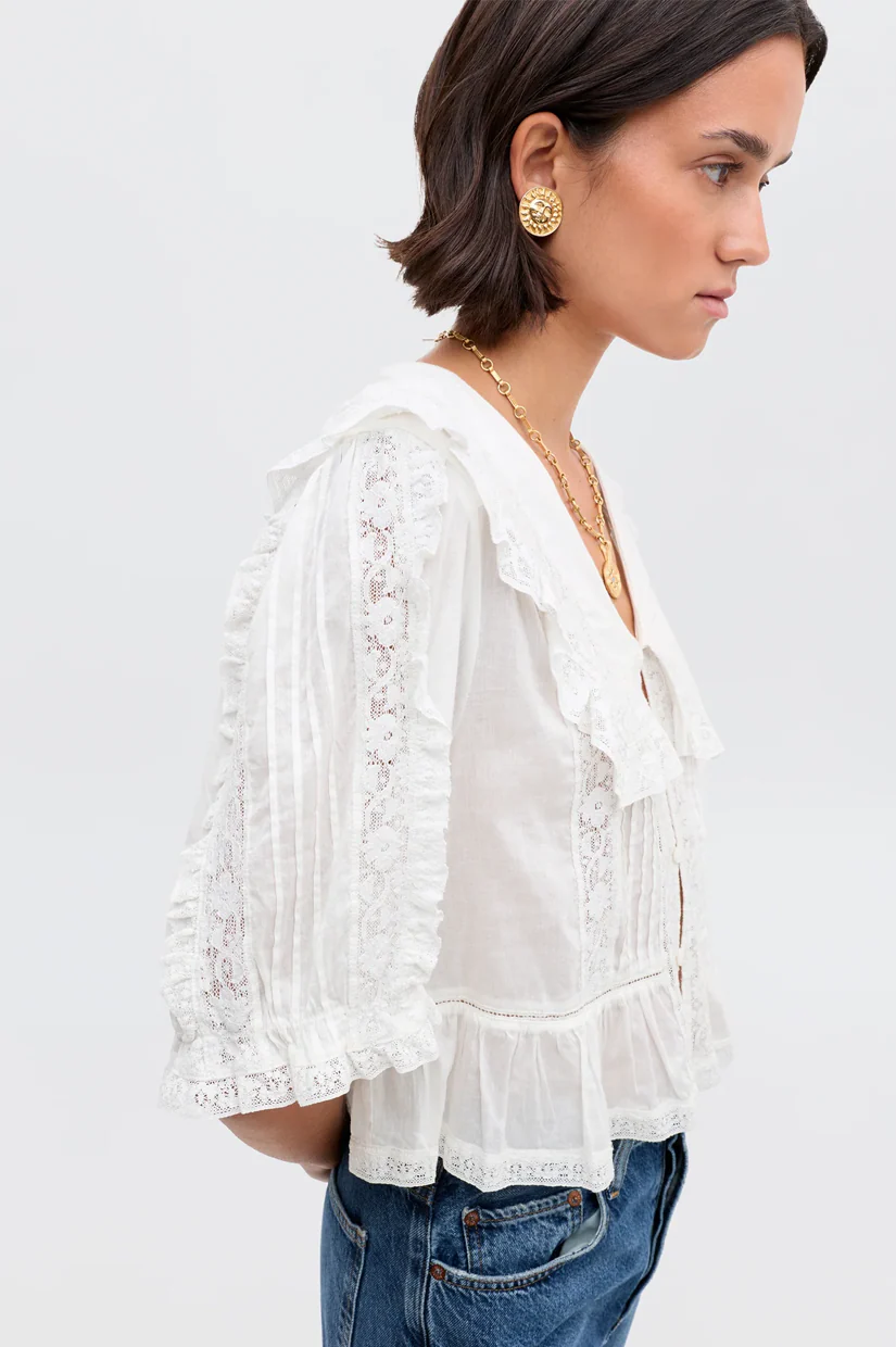 Rixo Ellery Blouse - White - Image 4