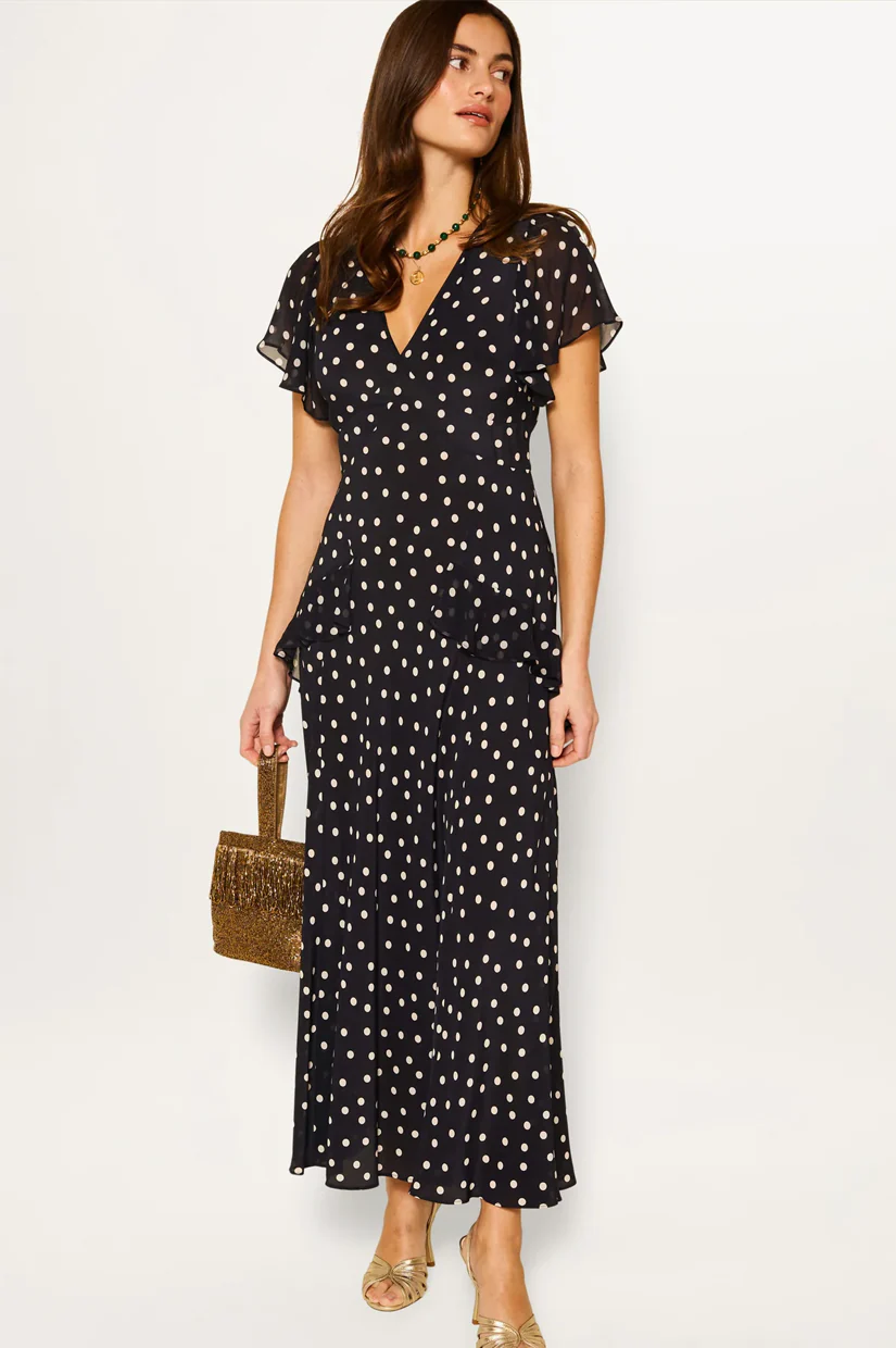 Rixo Evie Dress - Bohemia Spot Deep Navy - Image 3