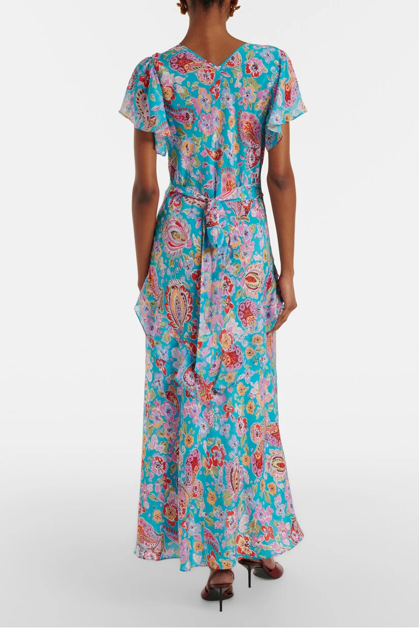 Rixo Evie Dress - Cara Floral Turquoise - Image 3