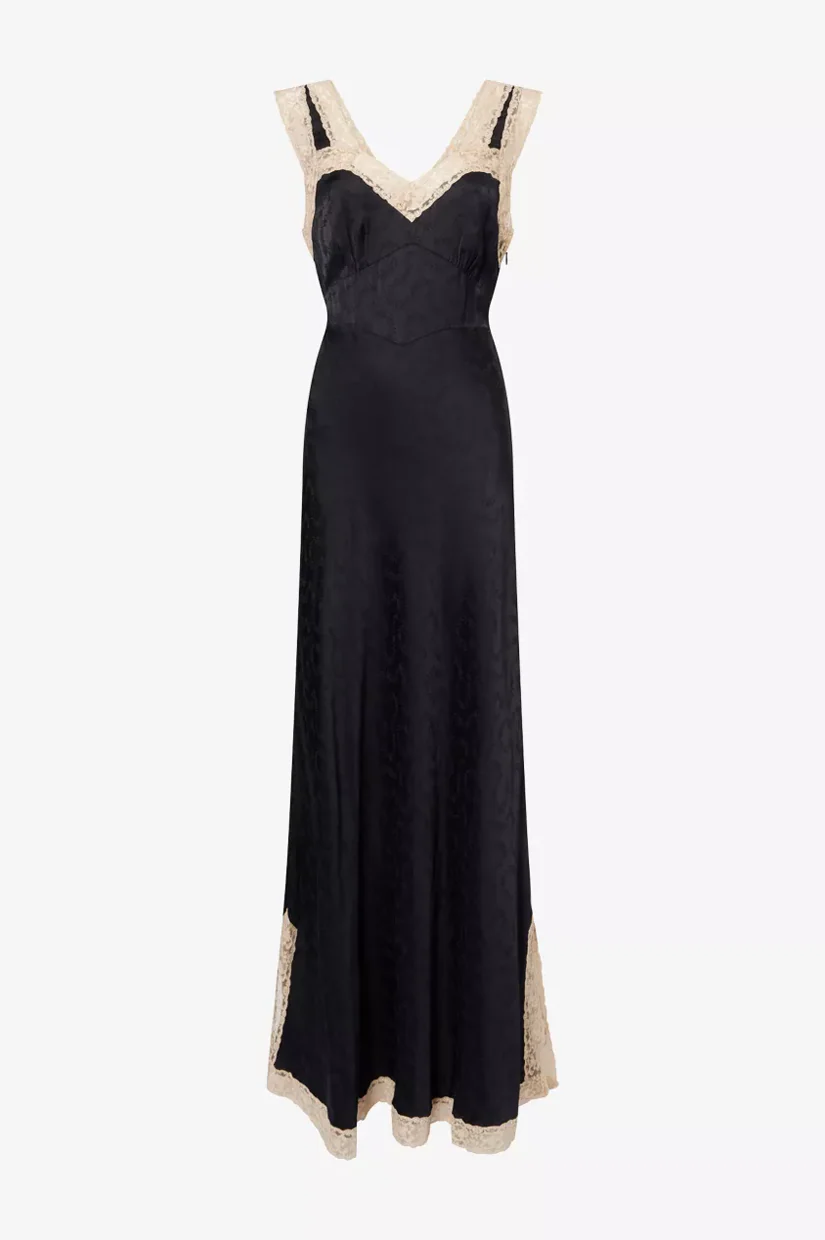 Rixo Keily Dress - Floral Trail Jacquard Black