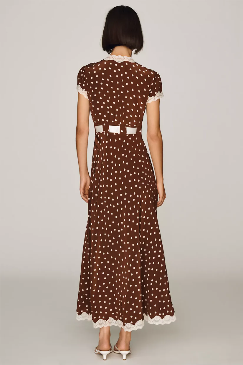 Rixo Marlice Dress - Layla Dot Brown - Image 2