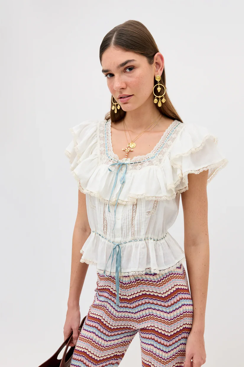 Rixo Melisa Top - Ivory - Image 3
